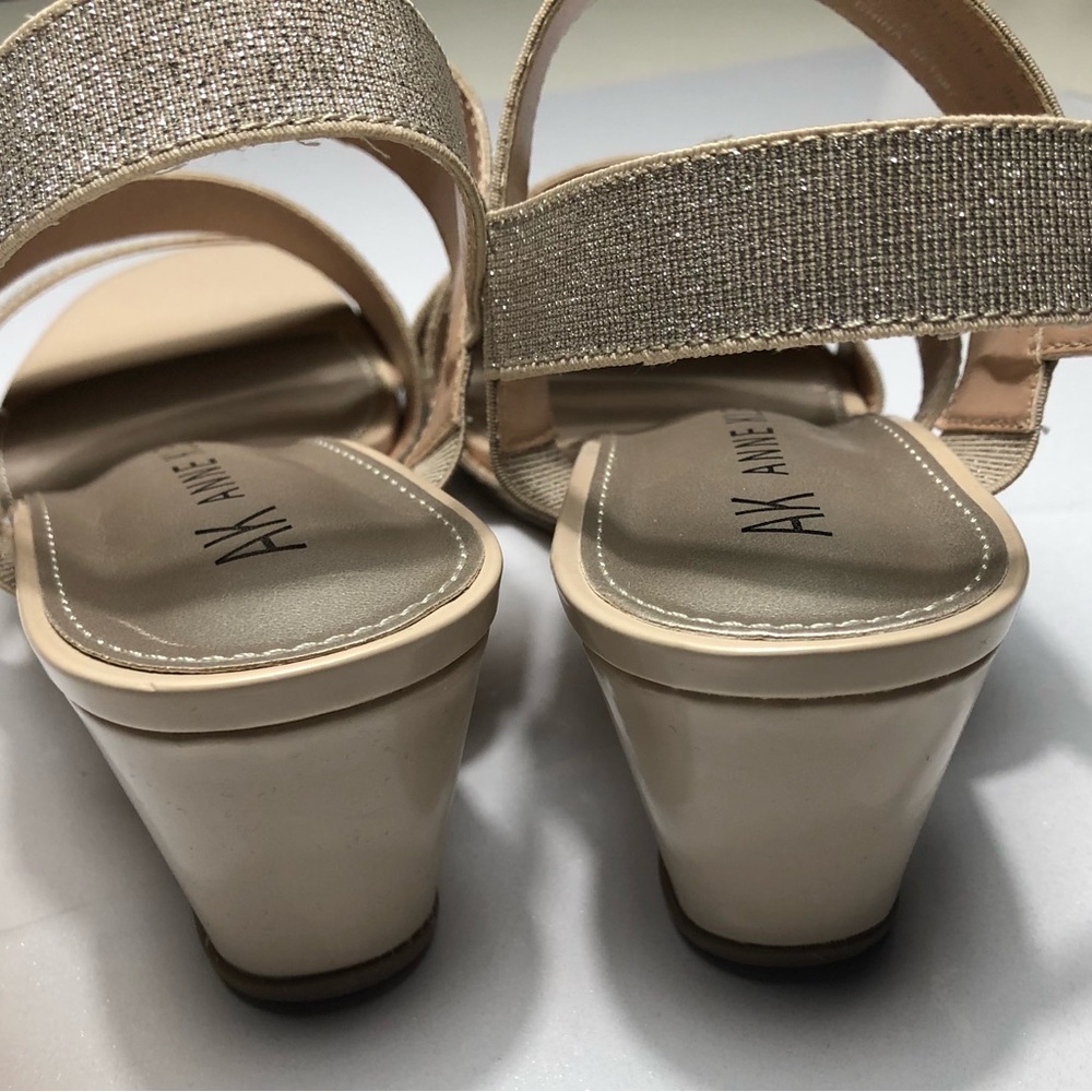 Anne Klein Blessing iFlex Wedge Strappy Sandals Shoes Sparkly Gold Party Heels - Picture 5 of 8